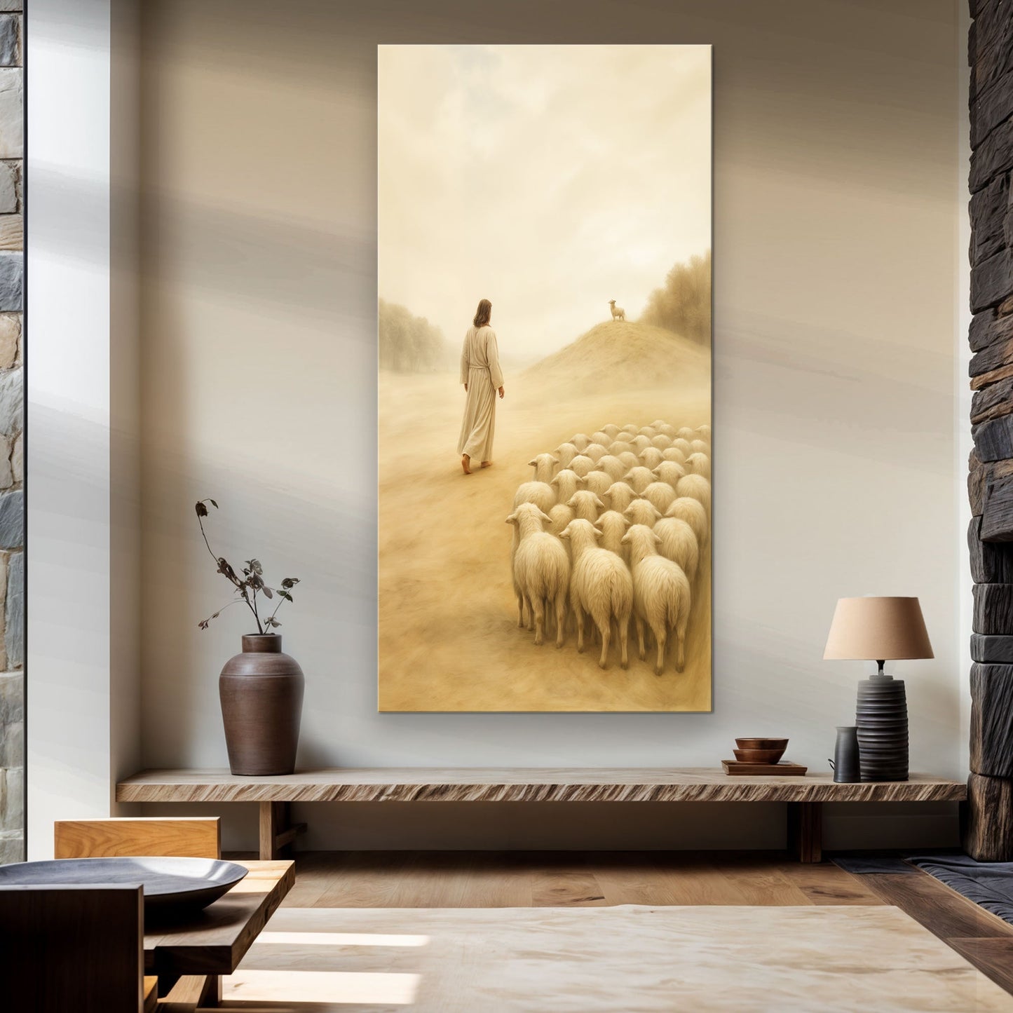 99 Faith Wall Art III canvas by Tailored Canvases; desert scene with woman and flock of sheep on Tampa Home & Garden Store
