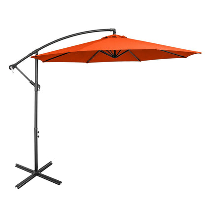 10 Feet Offset Umbrella with 8 Ribs Cantilever and Cross Base-Blue