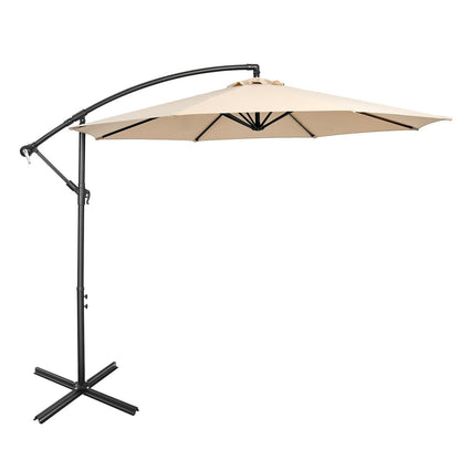 10 Feet Offset Umbrella with 8 Ribs Cantilever and Cross Base-Blue