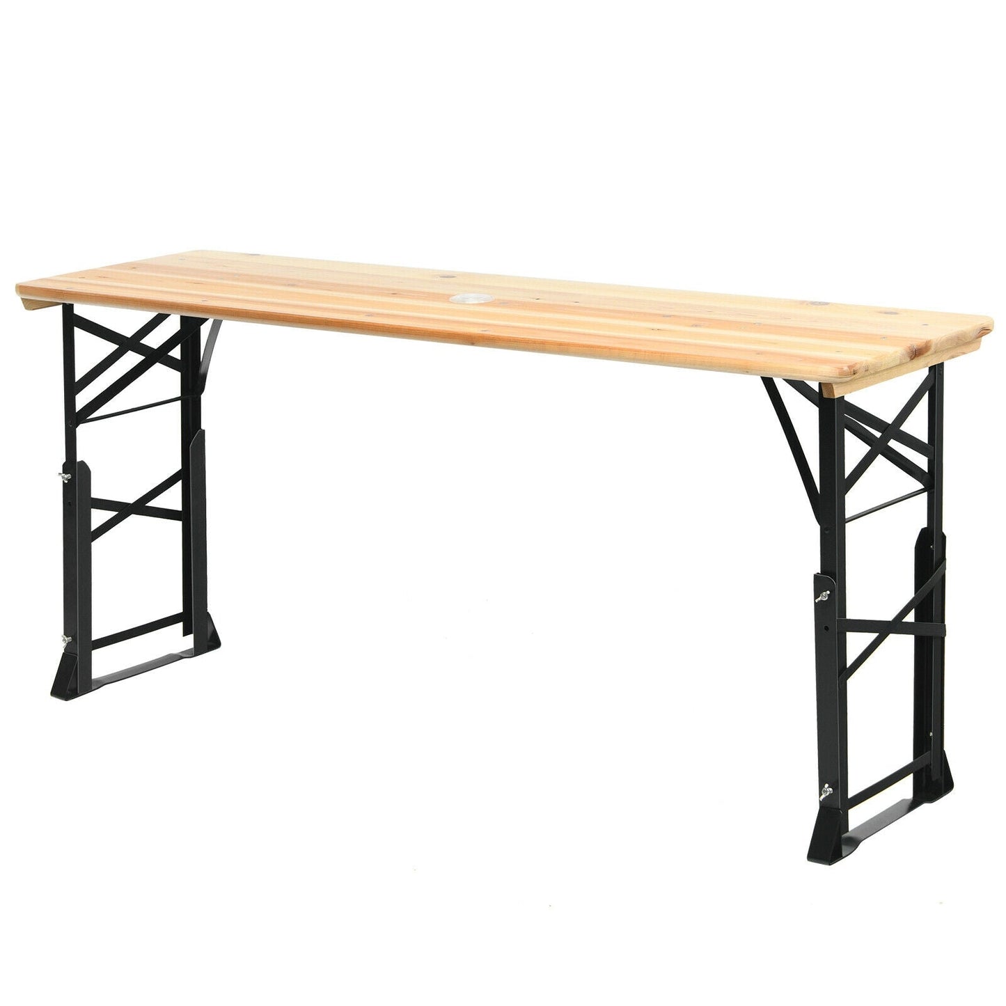 Mesa de picnic plegable de madera para exteriores de 66.5 pulgadas con altura ajustable