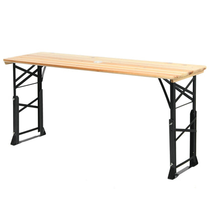 Mesa de picnic plegable de madera para exteriores de 66.5 pulgadas con altura ajustable
