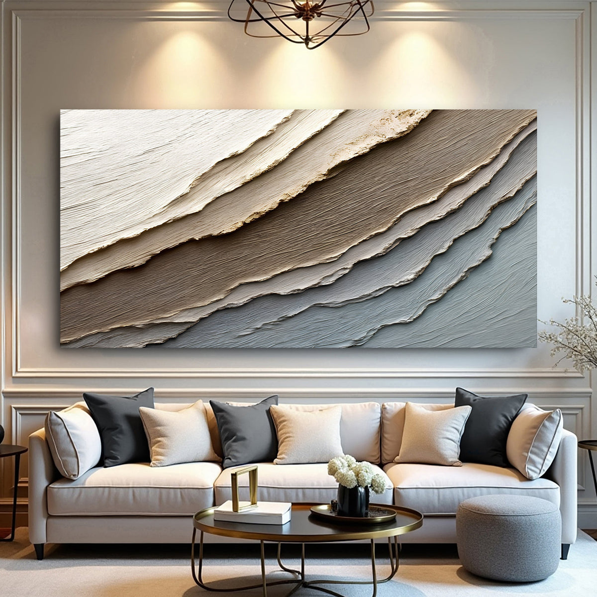 Abstract Earth Tones Wall Art canvas by Tailored Canvases in layered earth tones on wall on Tampa Home & Garden Store