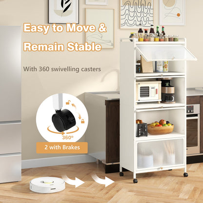 5-Tier Kitchen Baker's Rack with Flip-up PC Doors-White