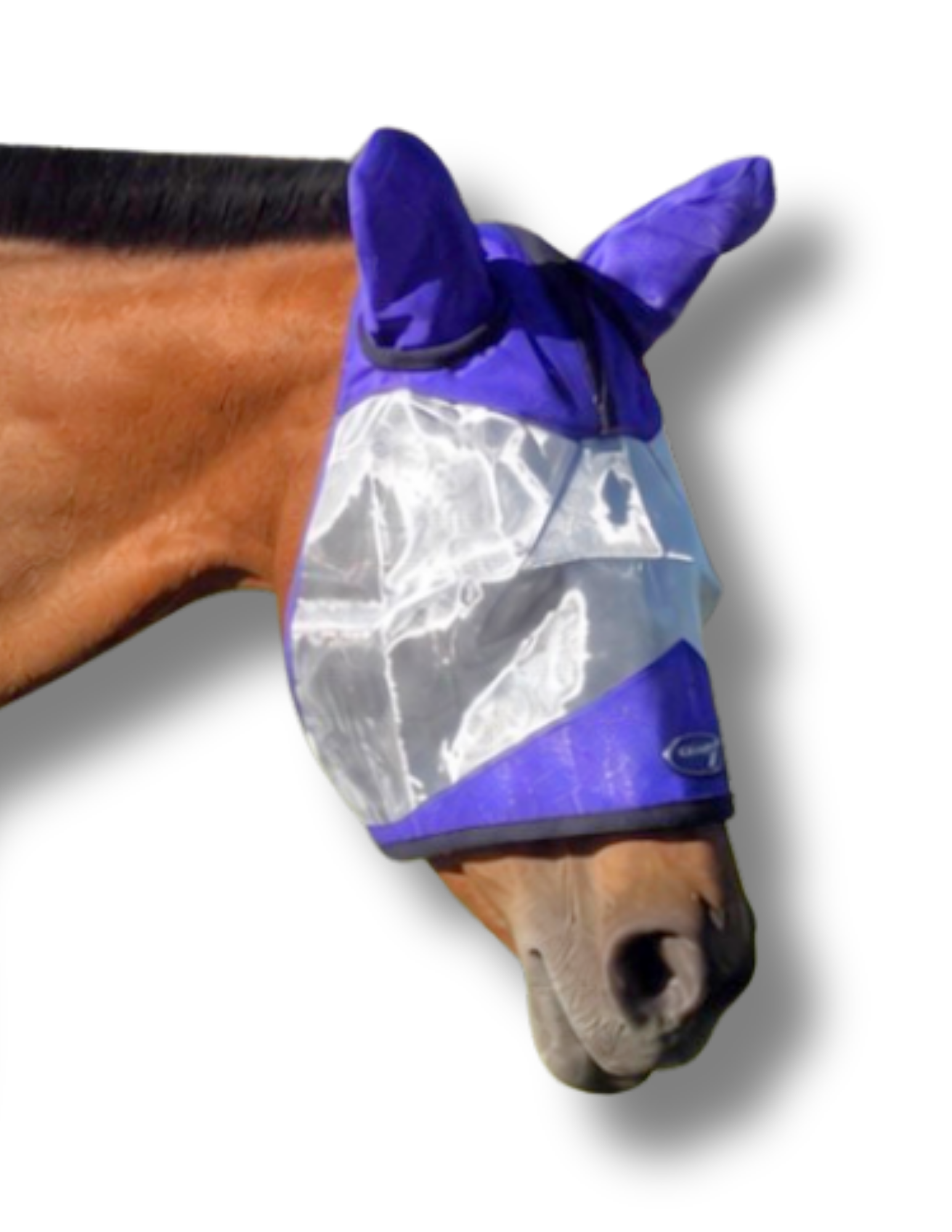 ByeBye Fly Mask by TailCinch Equine Products, blue horse fly mask with ear coverage on Tampa Home & Garden Store