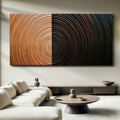 Modern Abstract Wall Art XI canvas by Tailored Canvases with copper and black rings on Tampa Home & Garden Store