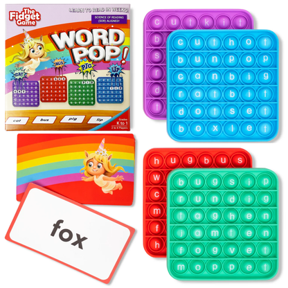 Word Pop! game by The Fidget Games with color letter bubble trays purple blue red teal on Tampa Home & Garden Store