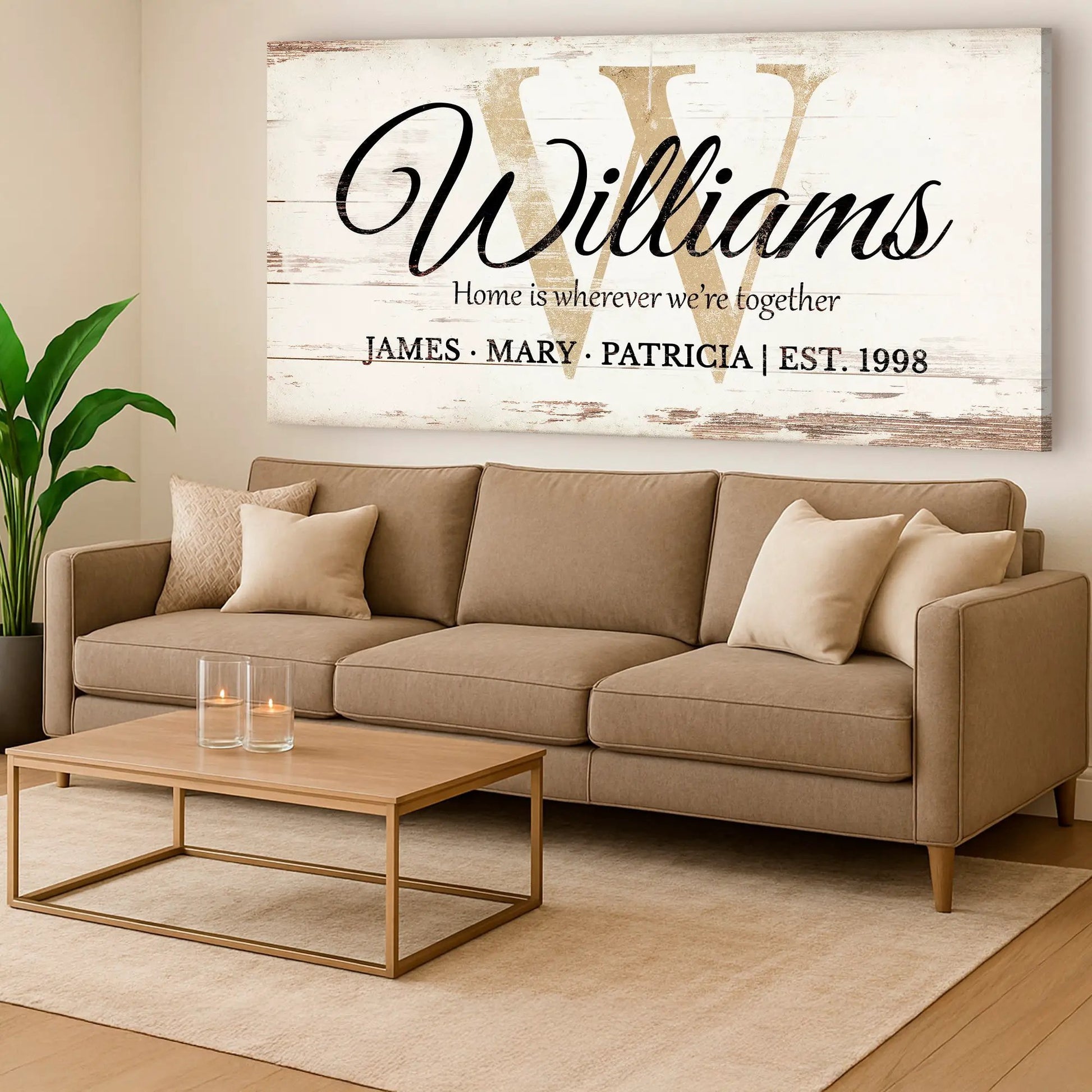 Personalized Family Sign XI canvas by Tailored Canvases with Williams script on Tampa Home & Garden Store