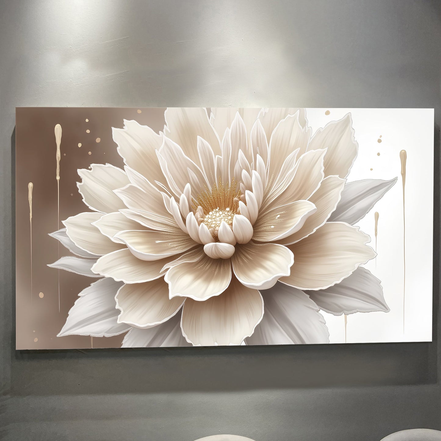 Single Beige Flower Abstract Wall Art canvas by Tailored Canvases crafting canvas on Tampa Home & Garden Store