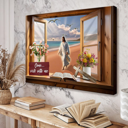 I Will Walk By Faith faith sign canvas by Tailored Canvases, wood-framed crafting canvas with desert beach scene on Tampa Home & Garden Store