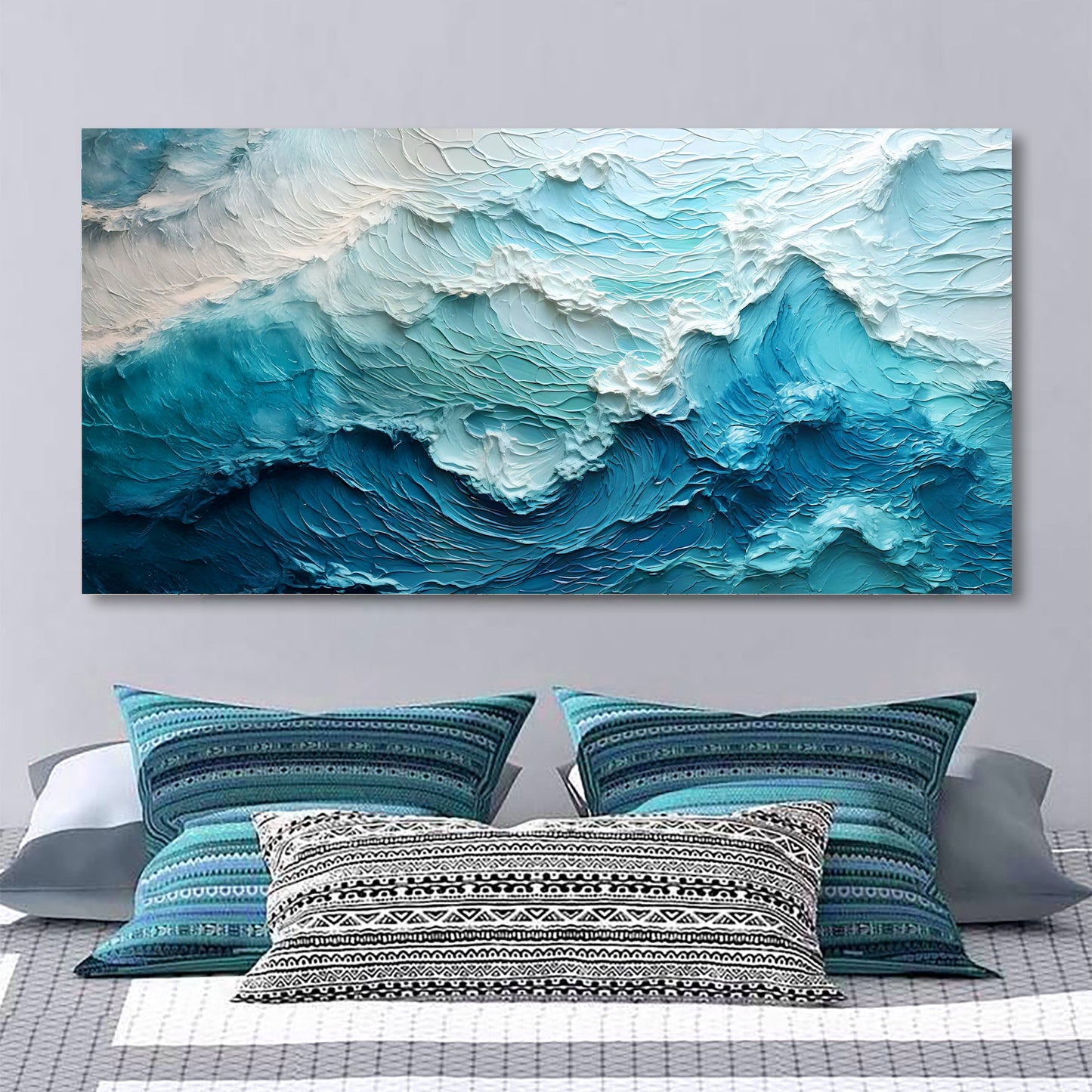 Blue Ocean Coastal Wall Art II canvas by Tailored Canvases with textured blue ocean waves on Tampa Home & Garden Store