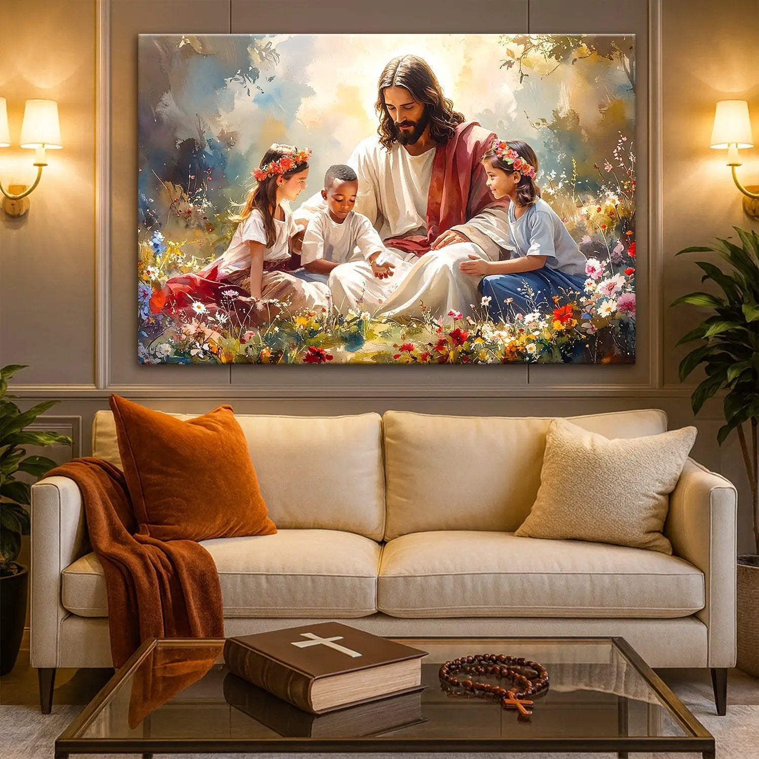 Jesus With Children Faith Wall Art IX canvas by Tailored Canvases, vibrant devotional scene on Tampa Home & Garden Store