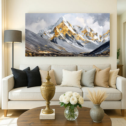 Mountain Minimalist III Crafting Canvas Tailored Canvases; gold mountain above beige sofa on Tampa Home & Garden Store