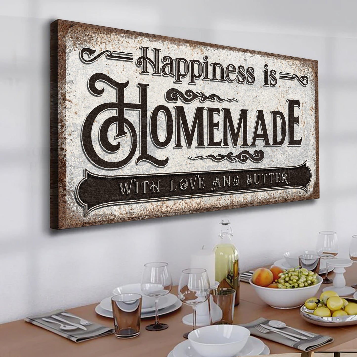 Canvas sign Happiness Is Homemade With Love And Butter by Tailored Canvases on Tampa Home & Garden Store