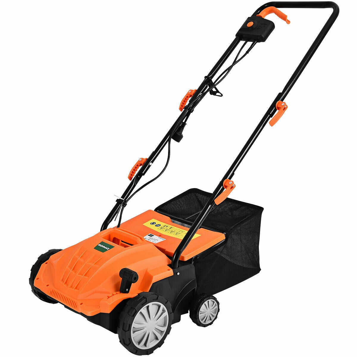 Escarificador eléctrico de 13 pulgadas y 12 amperios con bolsa recolectora y cuchillas extraíbles - Verde