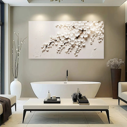 White Cherry Blossom Wall Art Canvas Made In USA