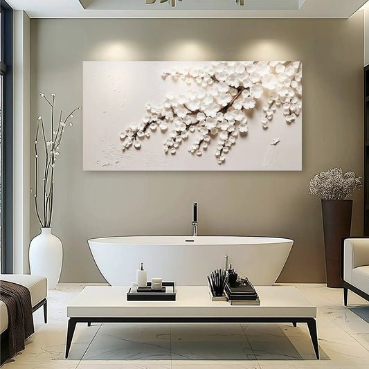 White Cherry Blossom Wall Art Canvas Made In USA