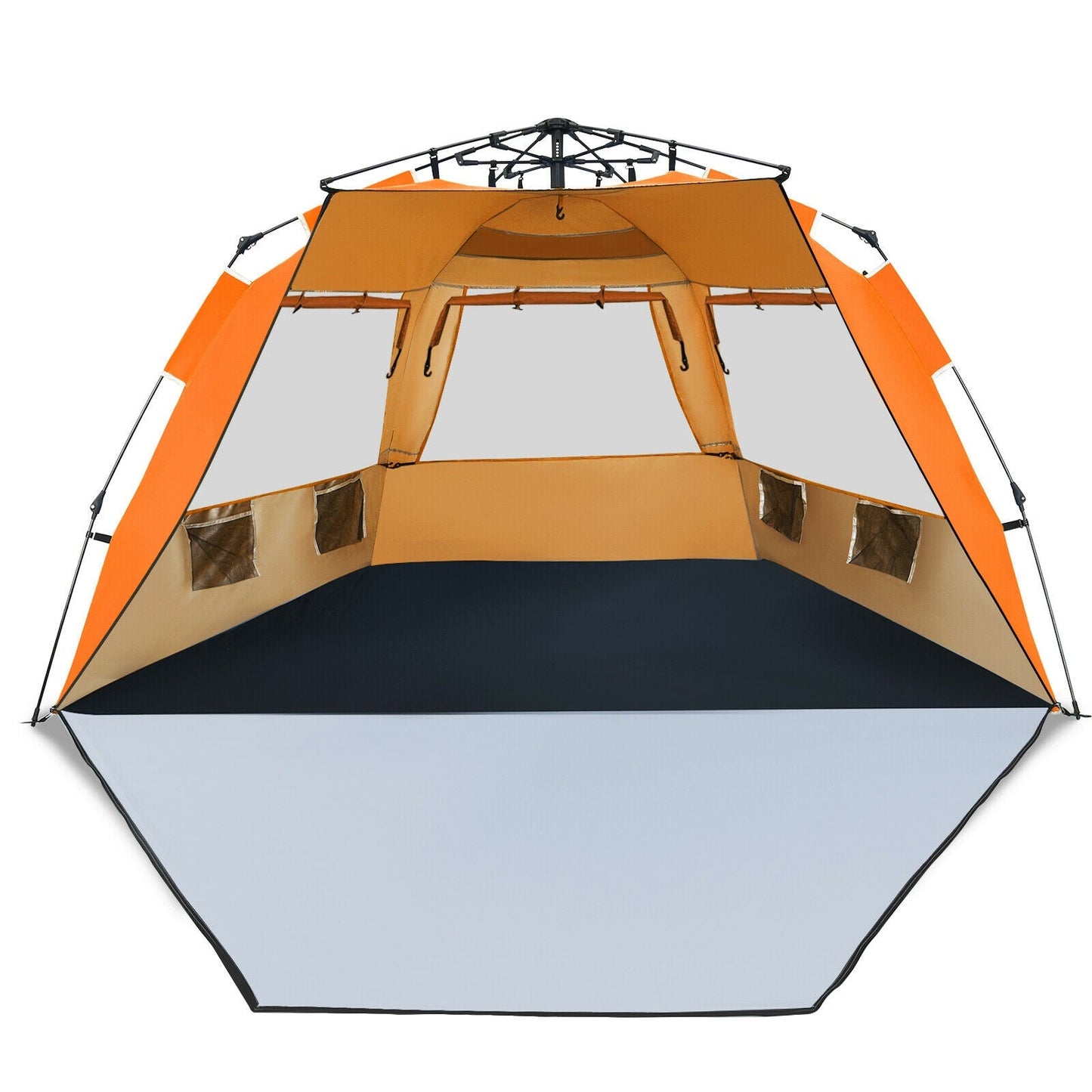 GemGear 3-4 Person Easy Pop Up Beach Tent UPF 50+ portable sun shelter, orange canopy on Tampa Home & Garden Store