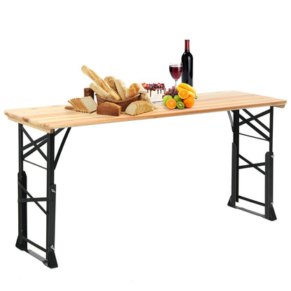 Mesa de picnic plegable de madera para exteriores de 66.5 pulgadas con altura ajustable