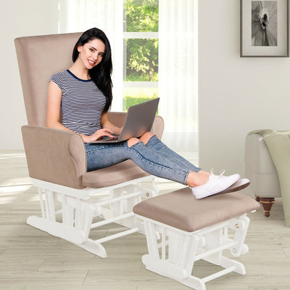 Mecedora relax para bebé y conjunto de cojín con otomana-Rosa