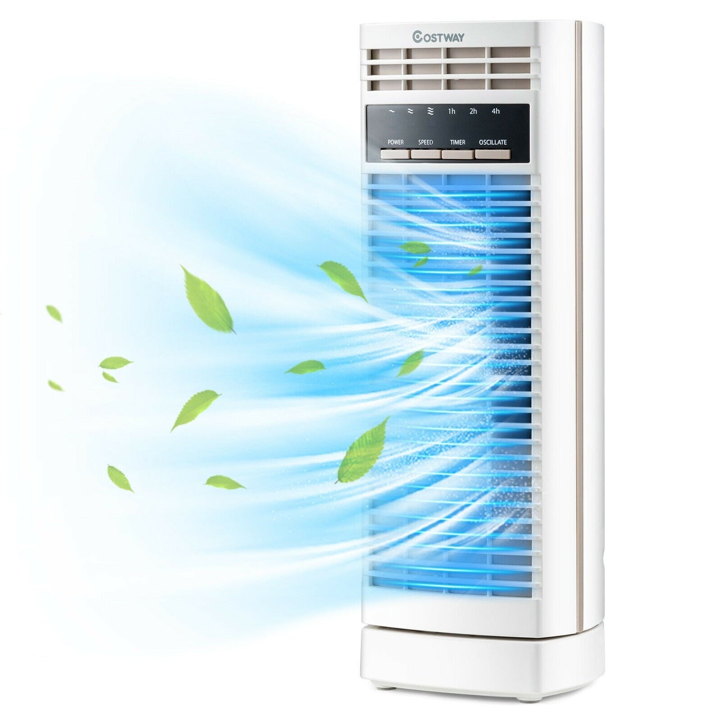 Ventilador de torre mini oscilante de 14 pulgadas con 3 velocidades y temporizador - Blanco