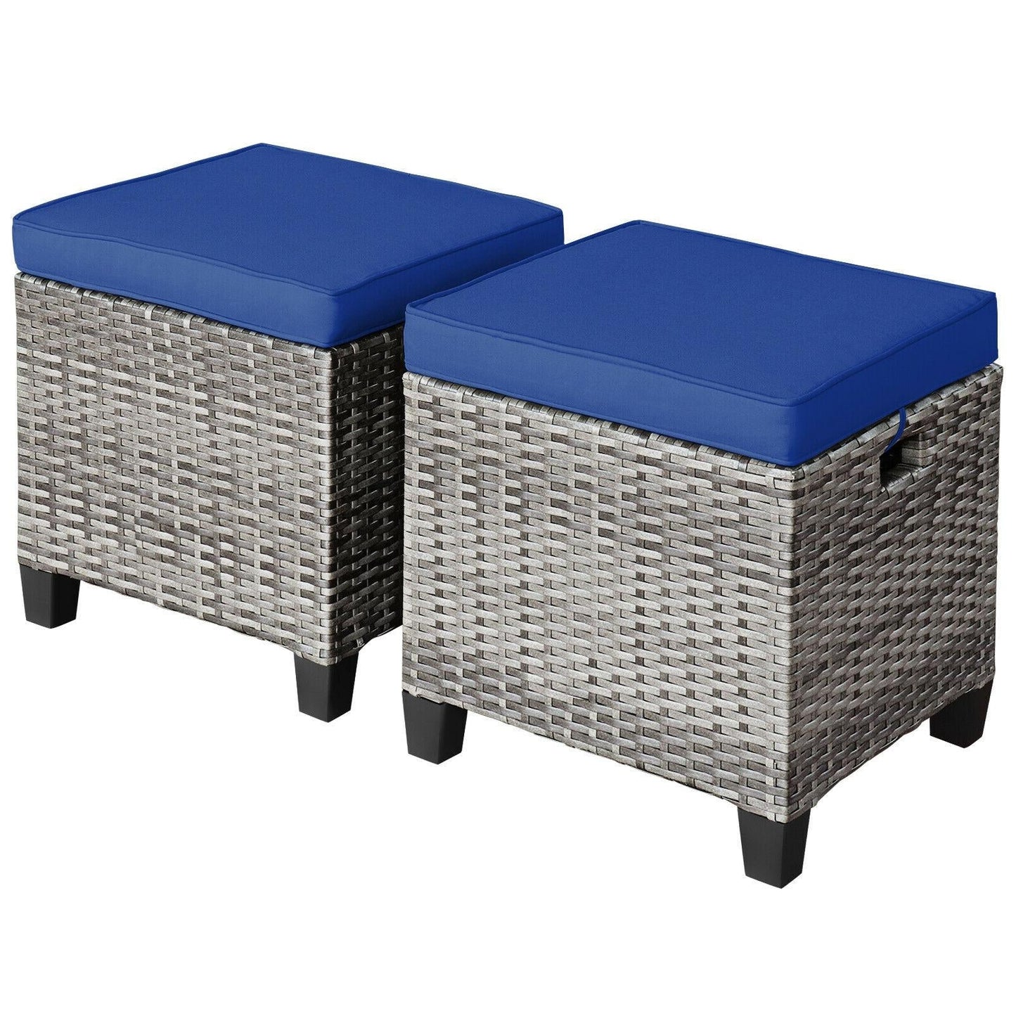 2 taburetes de mimbre de ratán para patio con cojines extraíbles - Rojo