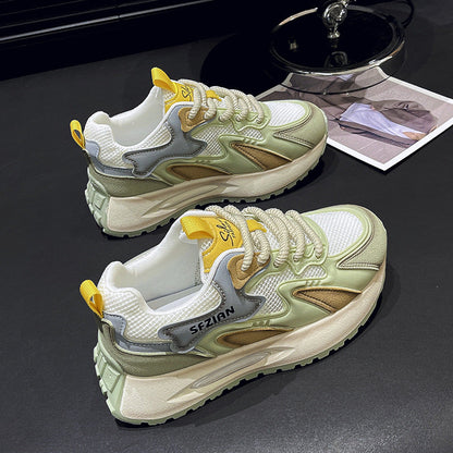 Luxury Sneakers Women chunky platform with breathable mesh in green beige SFZIAN logo on Tampa Home & Garden Store