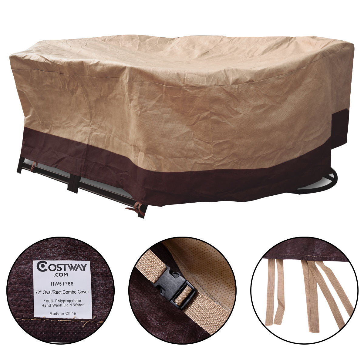 Cubierta impermeable para mesa de jardín ovalada/redonda de 72 pulgadas