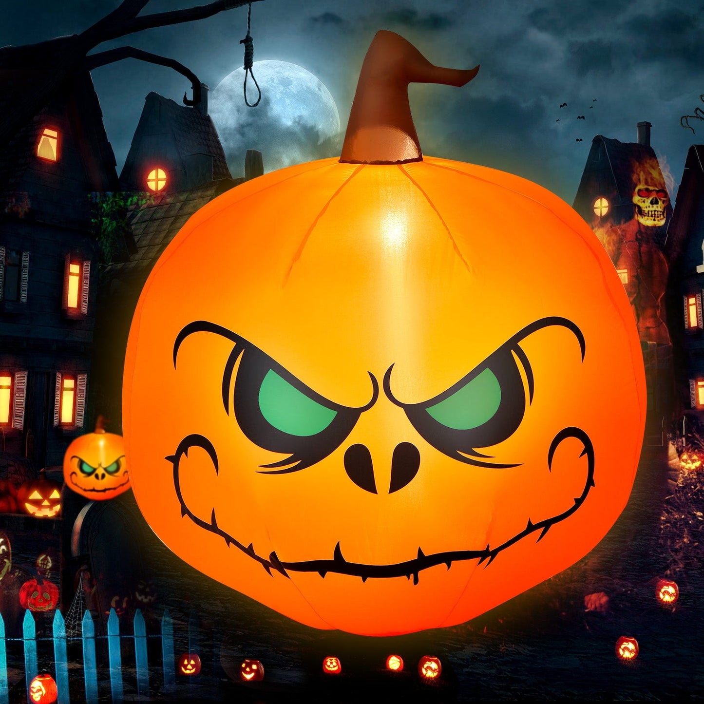 4 ft DirectDeals inflatable Halloween pumpkin with built-in LED light, bright orange decor on Tampa Home & Garden Store