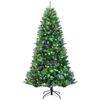 Artificial Hinged Christmas Tree with multi-color LED lights by DirectDeals on black metal stand on Tampa Home & Garden Store