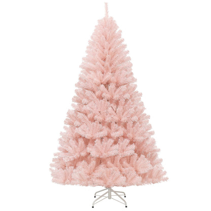 6/7 ft pink hinged full fir artificial Christmas tree by DirectDeals on white metal stand on Tampa Home & Garden Store