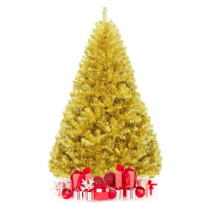 Árbol de Navidad artificial de oropel con bisagras de 1,8/2,3 metros con soporte plegable - 1,8 m