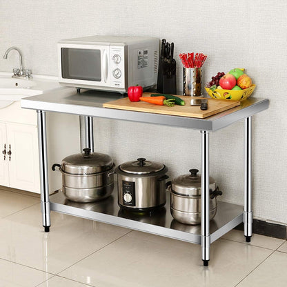 Mesa de preparación de alimentos de cocina comercial de acero inoxidable de 24 x 36 pulgadas