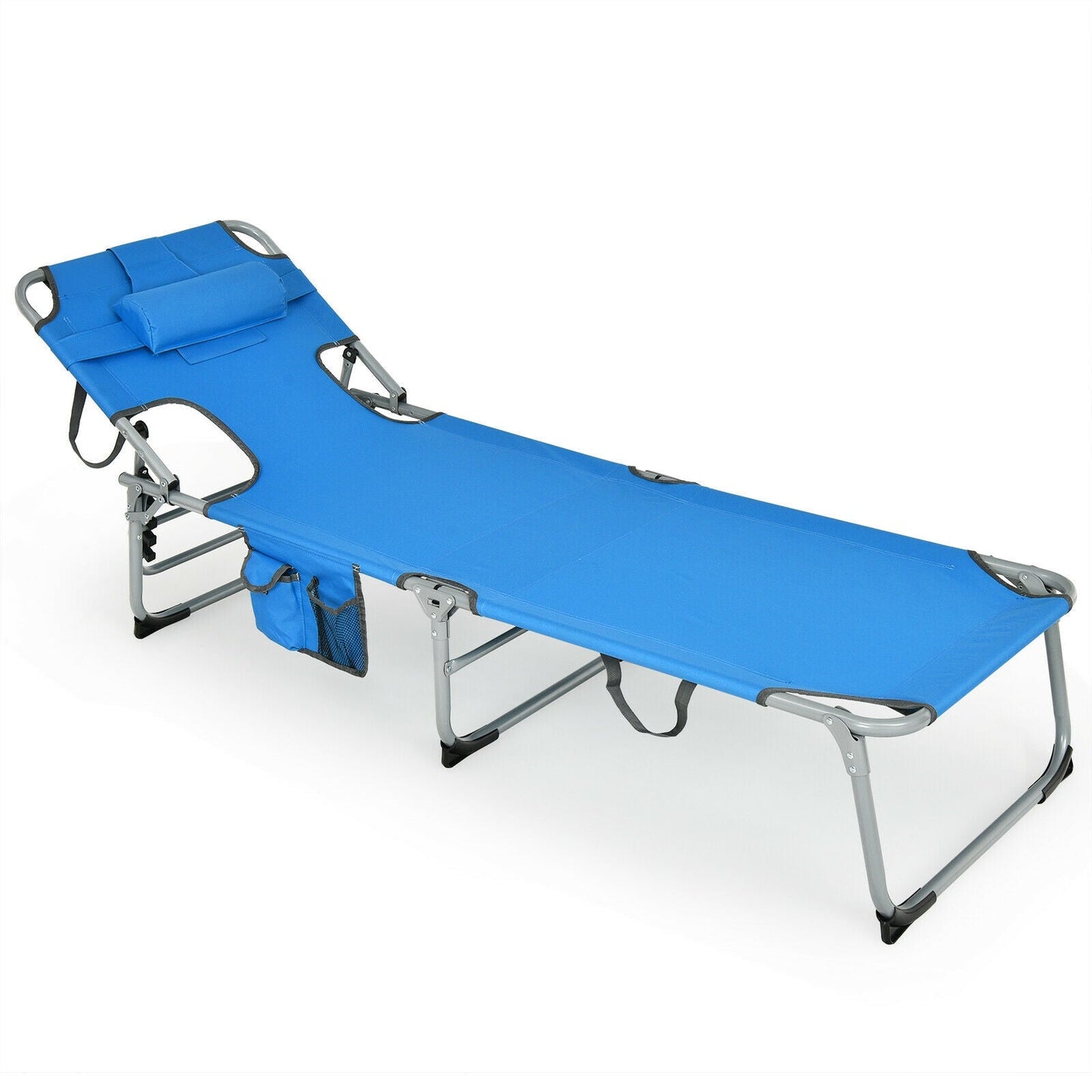 Tumbona Plegable de Playa con Almohada para Exteriores - Azul