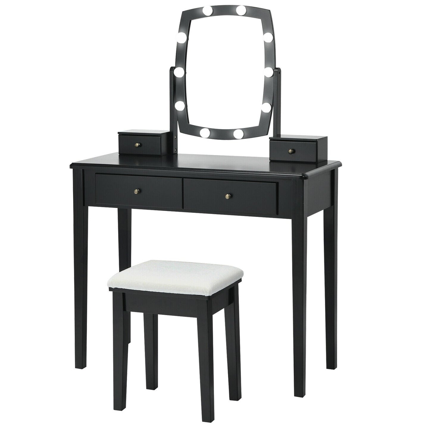 Tocador con Espejo Iluminado para Dormitorio y Vestidor - Negro