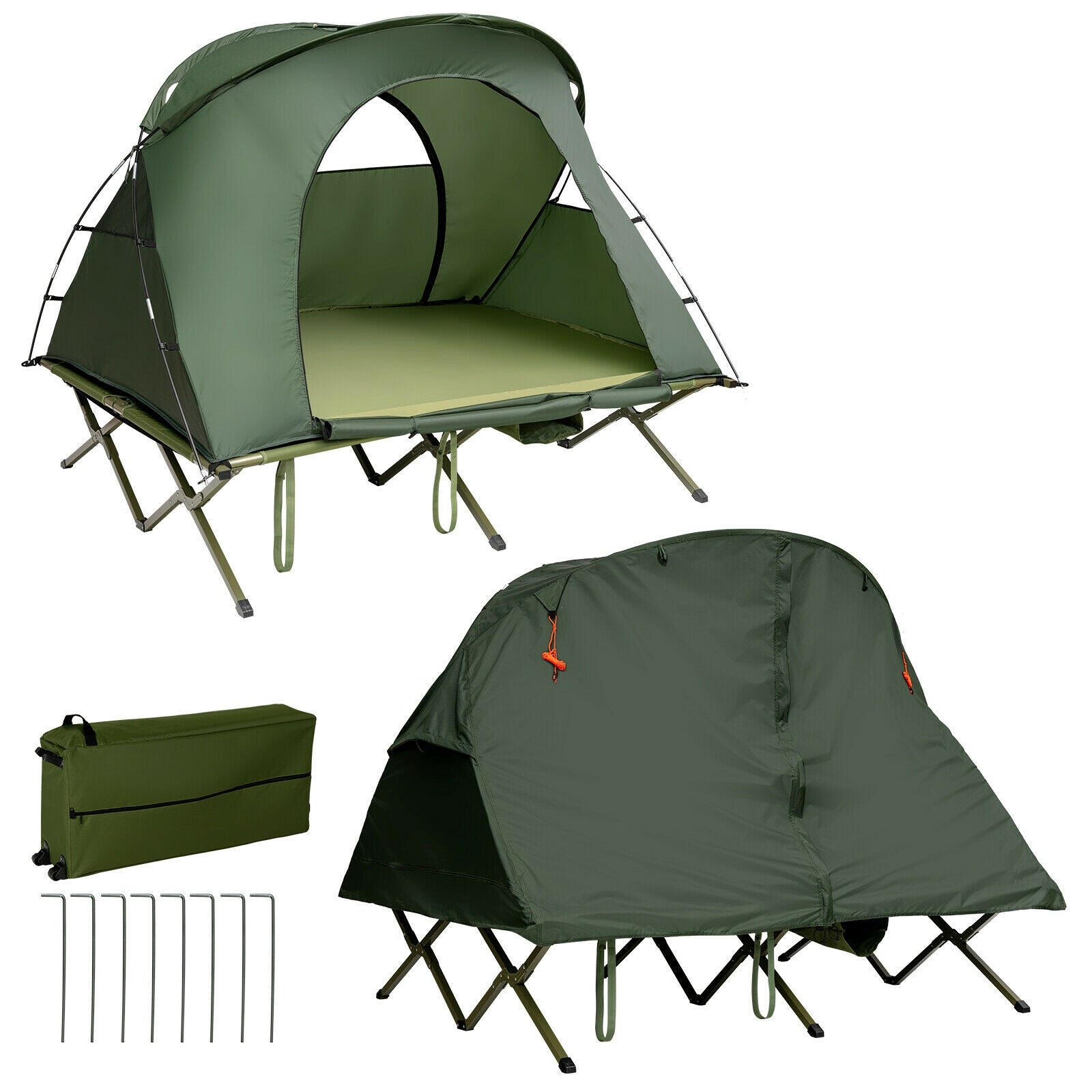 GemGear 2-Person Camping Tent with external cover in green, folding frame on Tampa Home & Garden Store