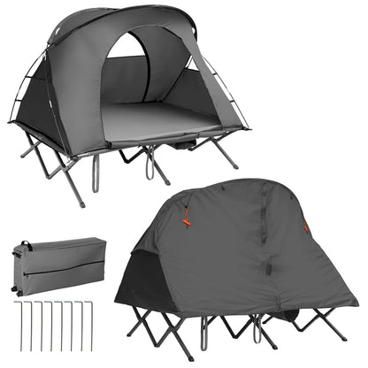 GemGear 2-Person Camping Tent with External Cover in gray with poles, stakes and carry bag on Tampa Home & Garden Store
