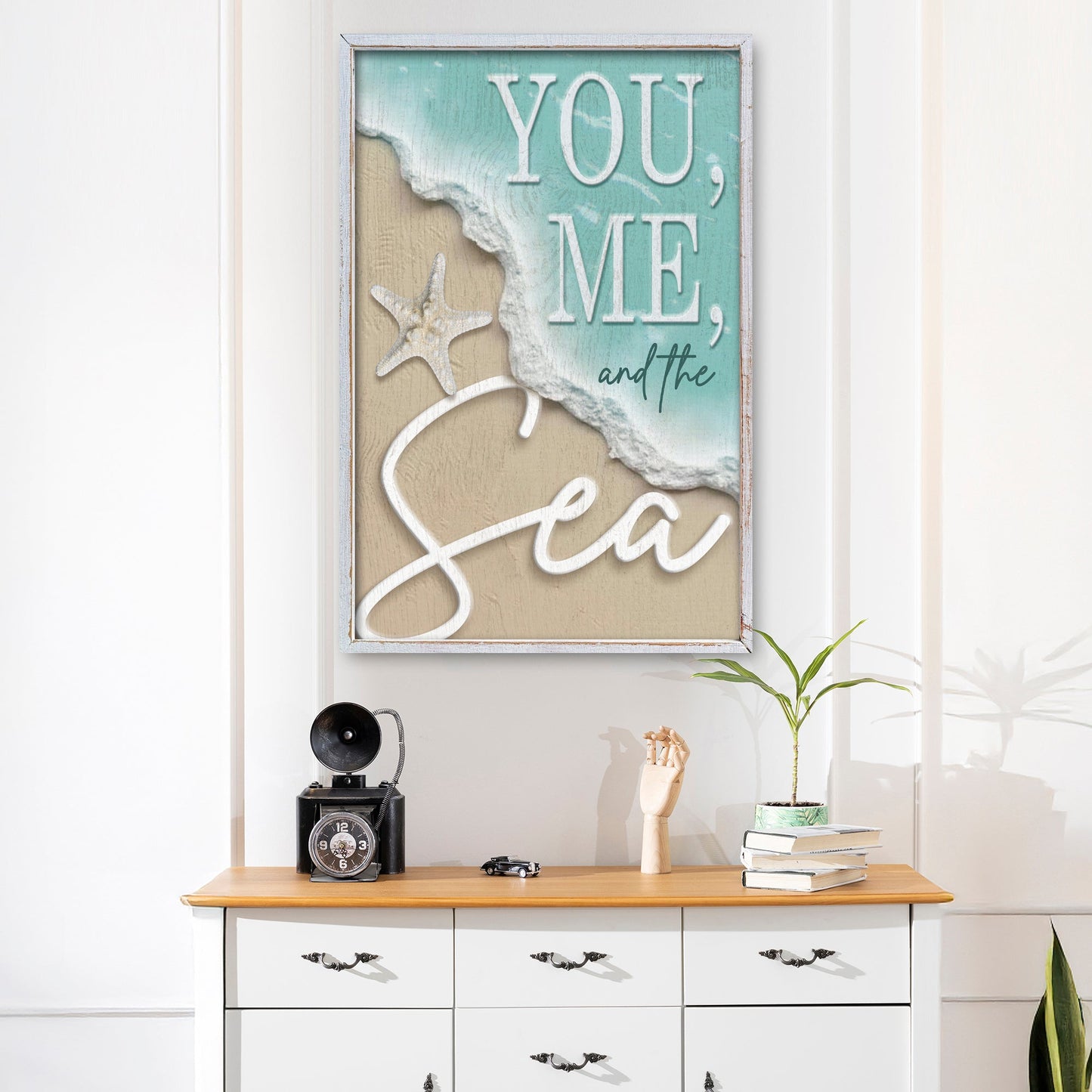 You Me and the Sea Coastal Sign canvas by Tailored Canvases turquoise beige crafting canvas on Tampa Home & Garden Store
