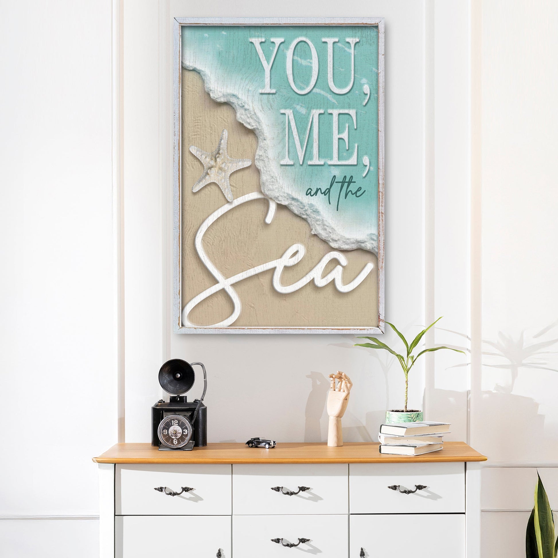 You Me and the Sea Coastal Sign canvas by Tailored Canvases turquoise beige crafting canvas on Tampa Home & Garden Store
