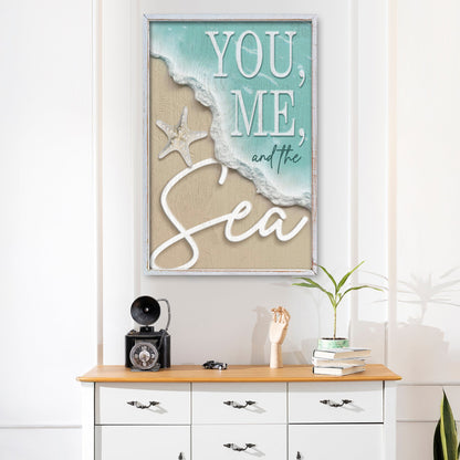 You Me and the Sea Coastal Sign canvas by Tailored Canvases turquoise beige crafting canvas on Tampa Home & Garden Store