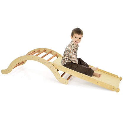 3-in-1 Wooden Arch Climber Set with Ramp Mat