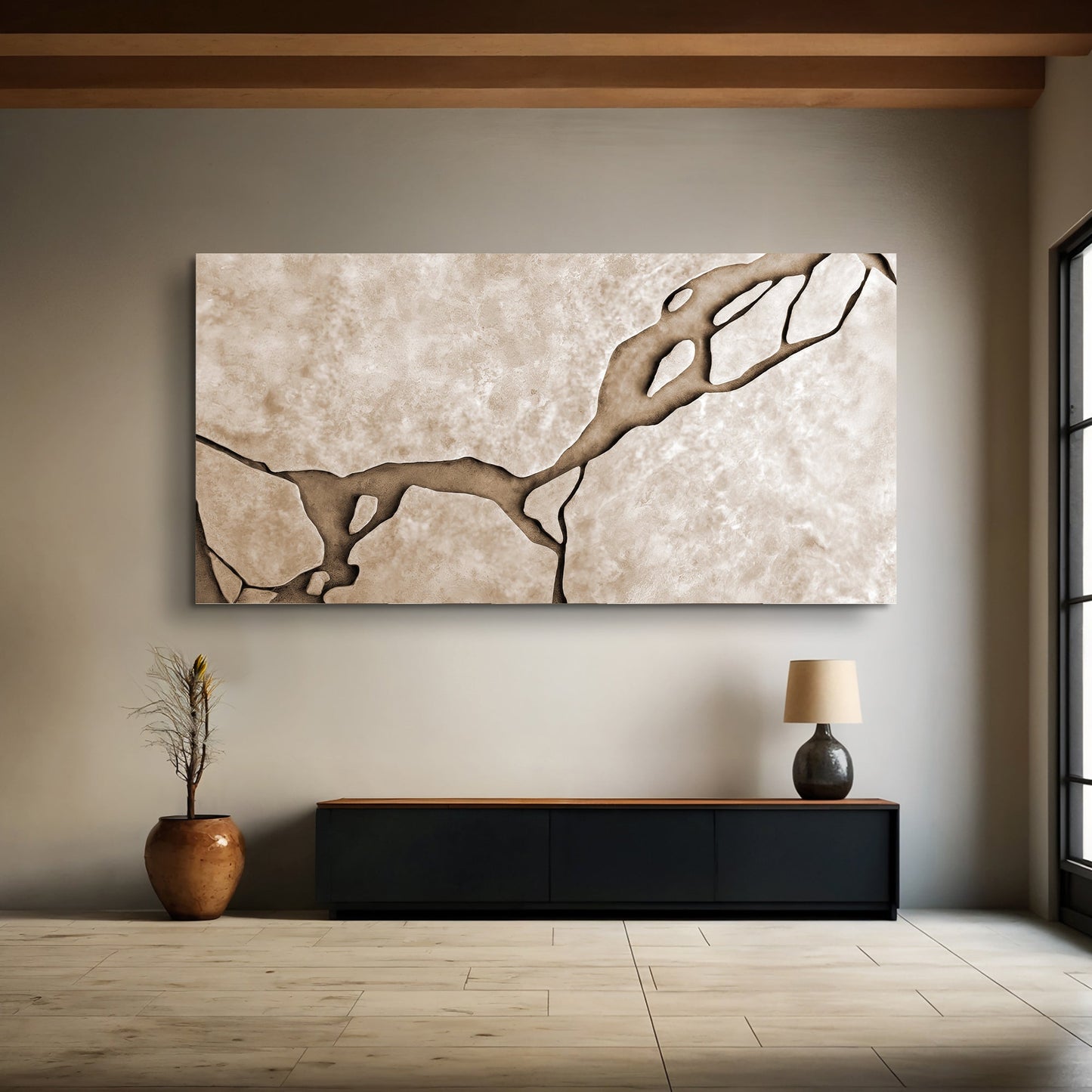 Muddy Abstract Wall Art canvas by Tailored Canvases in beige brown tones, crafting canvas on Tampa Home & Garden Store