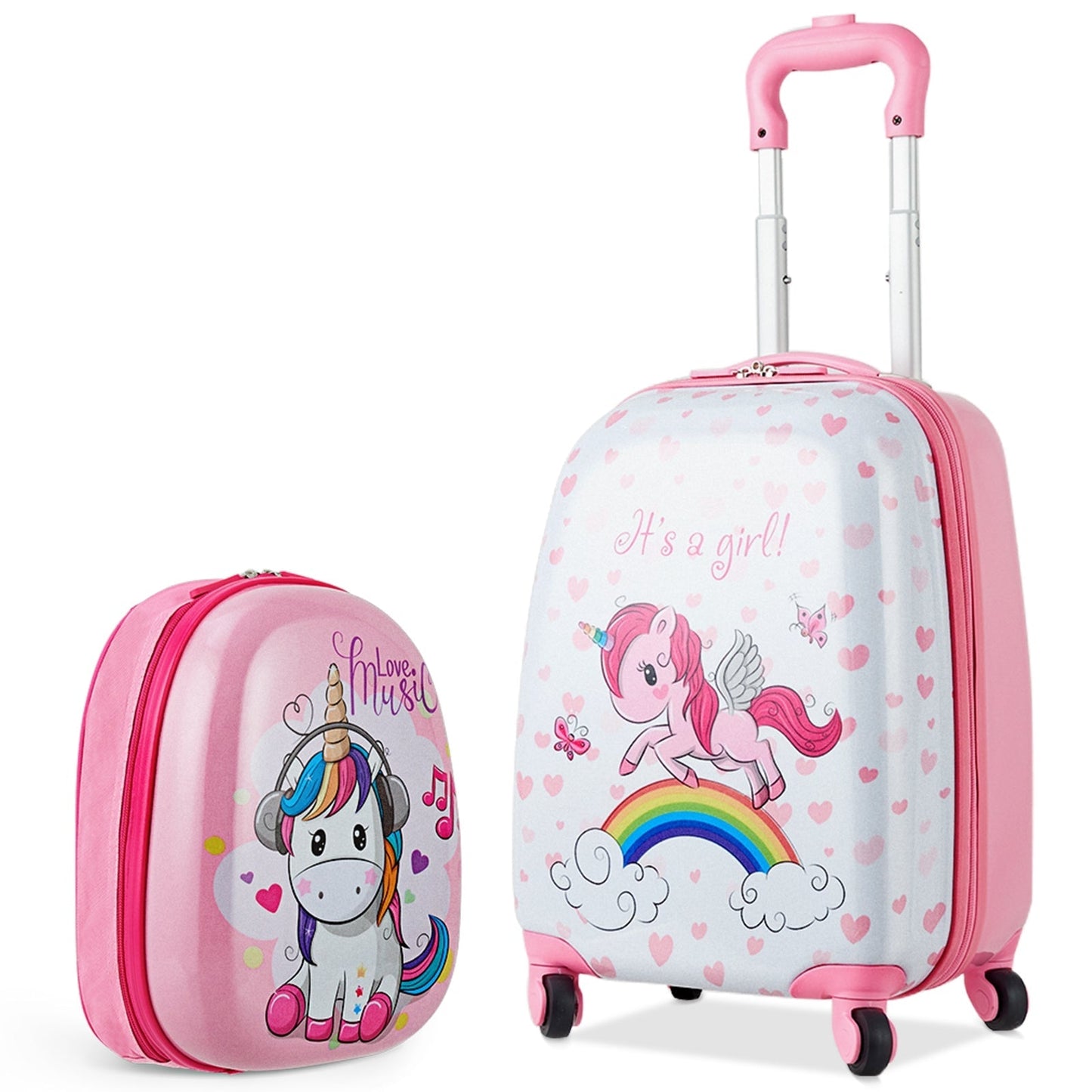 GemGear 2-piece kids luggage set: 12in pink backpack and 16in pink wheeled unicorn suitcase on Tampa Home & Garden Store