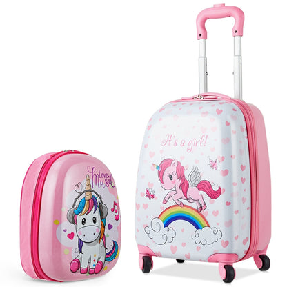 GemGear 2-piece kids luggage set: 12in pink backpack and 16in pink wheeled unicorn suitcase on Tampa Home & Garden Store