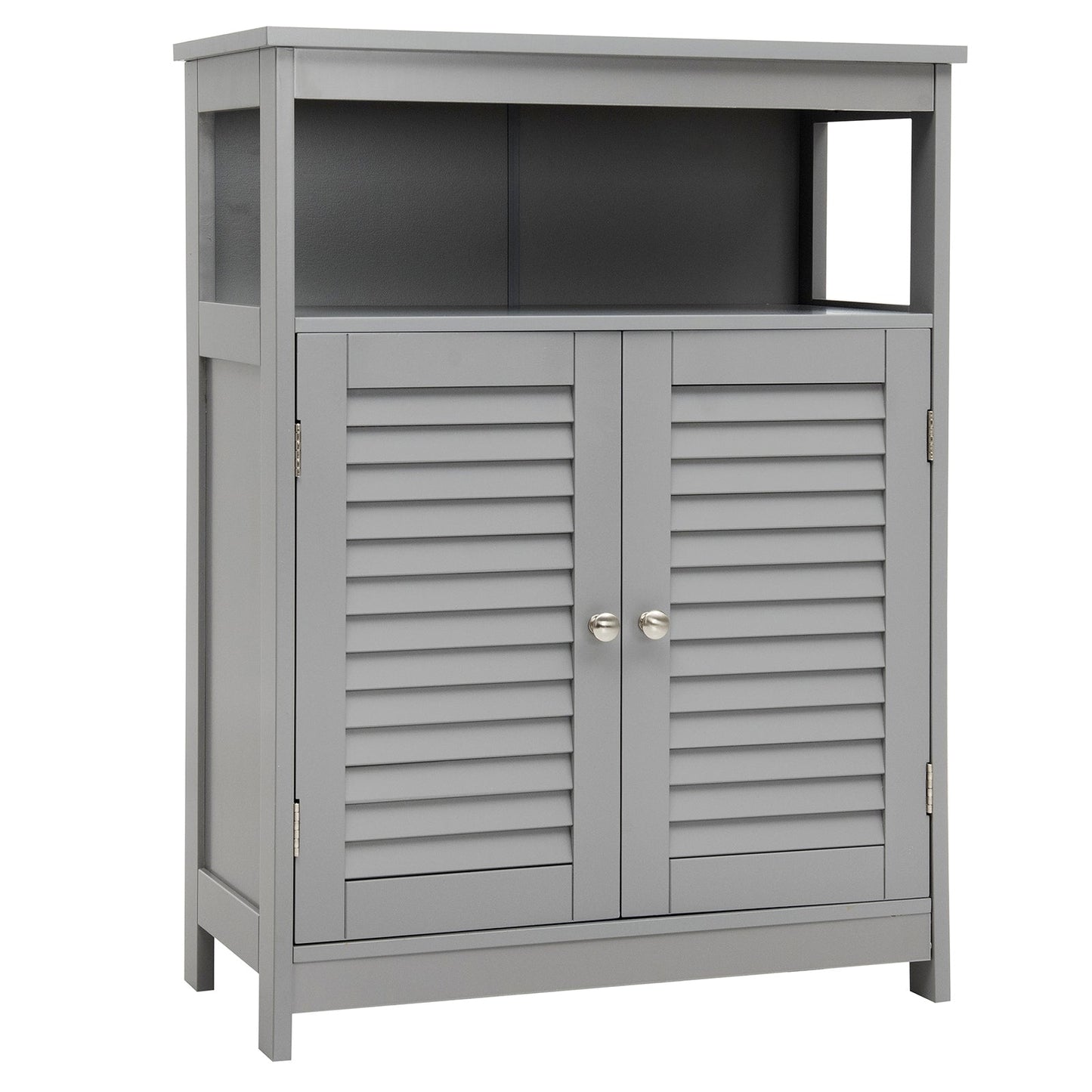 Mueble de baño de madera independiente con puerta doble persiana - Negro