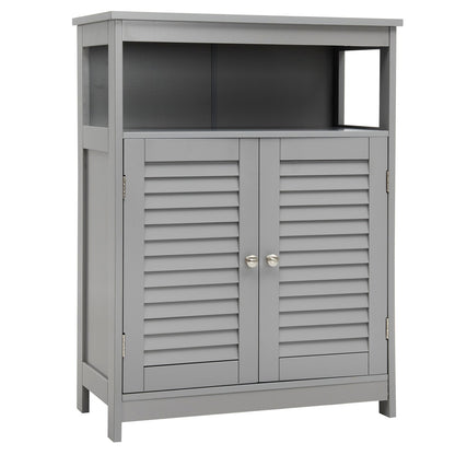 Mueble de baño de madera independiente con puerta doble persiana - Negro