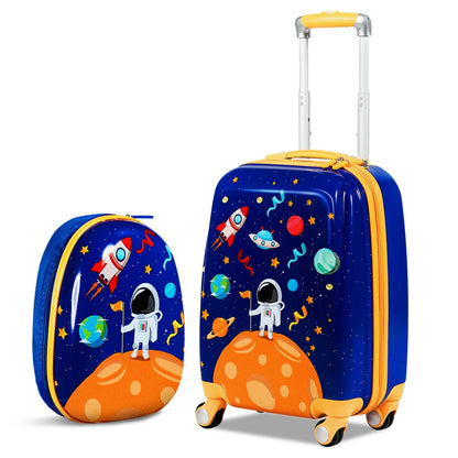 GemGear 2pc kids luggage set rolling suitcase and backpack in blue space print with rockets on Tampa Home & Garden Store