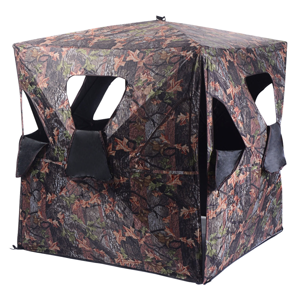 Ground hunting blind GemGear portable camo pop-up with window openings and side flaps on Tampa Home & Garden Store