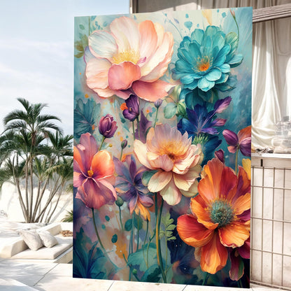 Spring Bouquet Wall Art canvas by Tailored Canvases, vibrant pink teal orange florals on Tampa Home & Garden Store