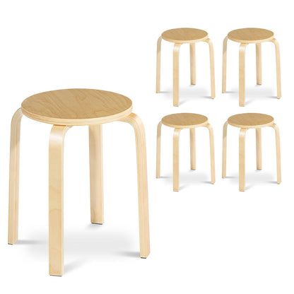 Juego de 4 sillas de comedor sin respaldo de madera de 18 pulgadas para el hogar - Natural