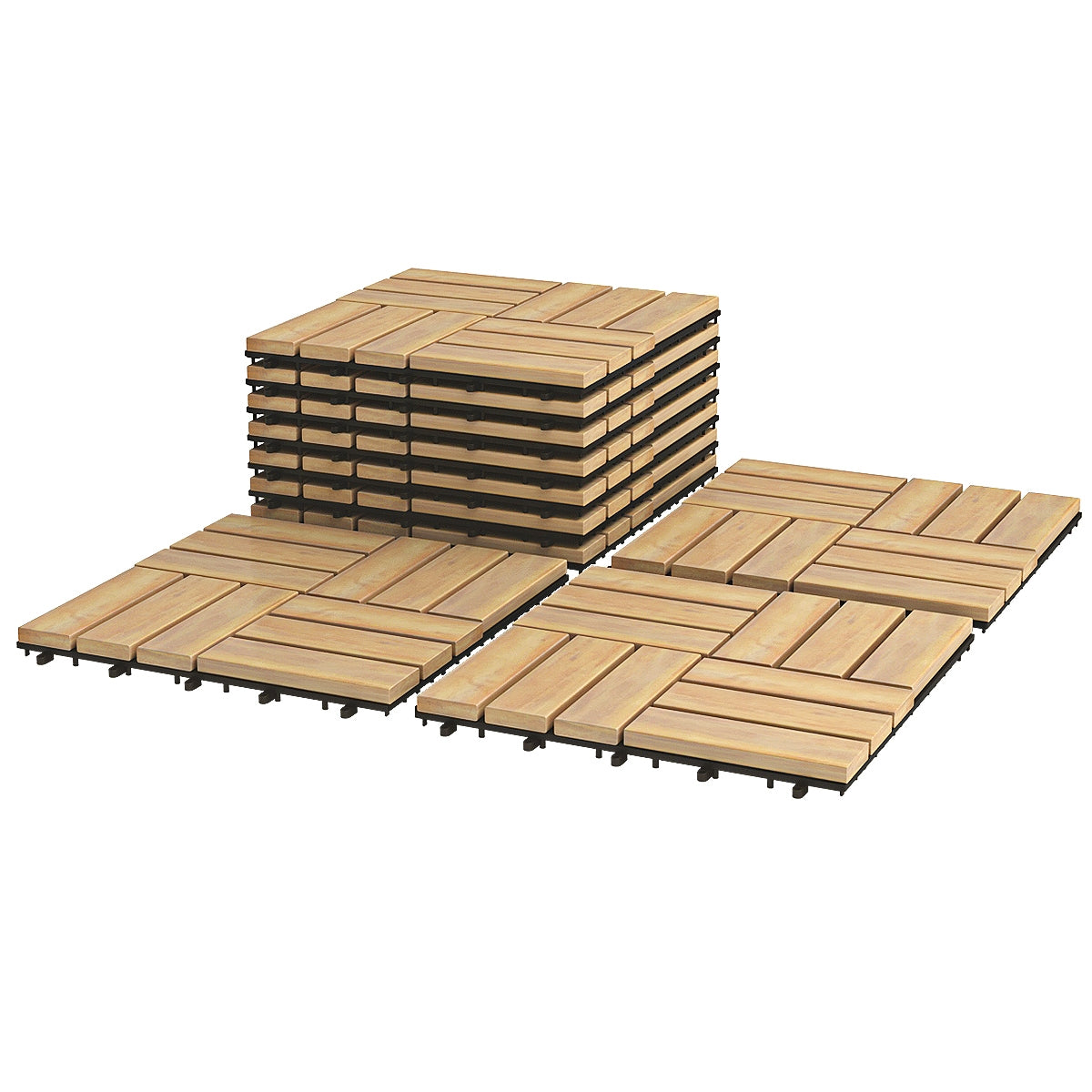 10 piezas de baldosas entrelazadas de 12 x 12 pulgadas de madera de acacia para terraza